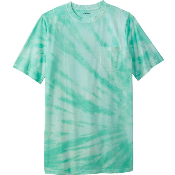 KingSize Men's Big & Tall Shrink-Less Lightweight Longer-Length Crewneck Pocket T-Shirt - L, Tidal Green Marble