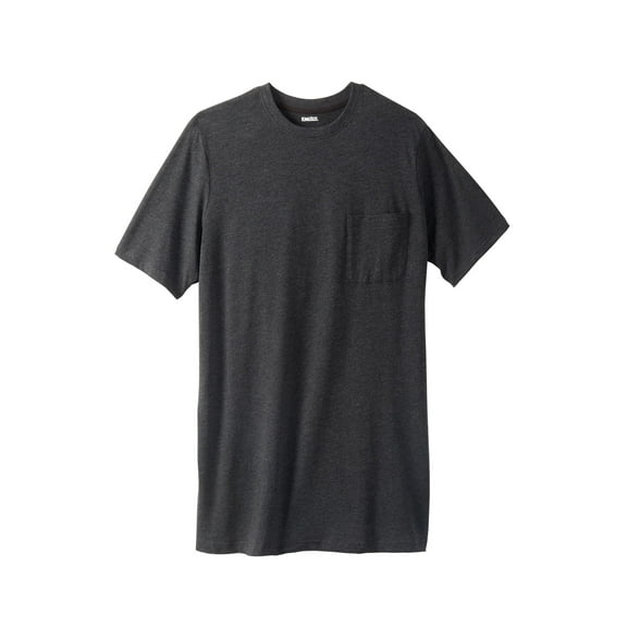 KingSize Men's Big & Tall Shrink-Less Lightweight Longer-Length Crewneck Pocket T-Shirt - XL, Heather Charcoal