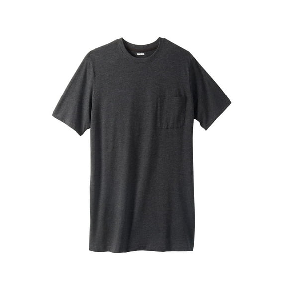 KingSize Men's Big & Tall Shrink-Less Lightweight Longer-Length Crewneck Pocket T-Shirt - XL, Heather Charcoal