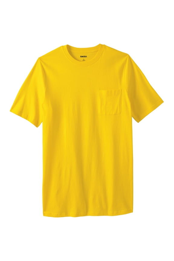 Men's Big & Tall Shrink-Less Lightweight Longer-Length Crewneck Pocket T-Shirt