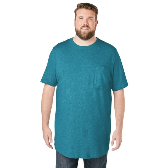 KingSize Men's Big & Tall Shrink-Less Lightweight Longer-Length Crewneck Pocket T-Shirt