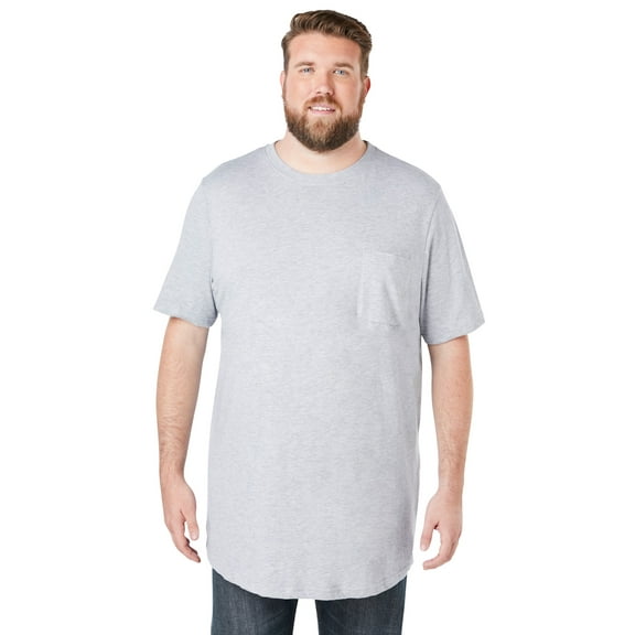 KingSize Men's Big & Tall Shrink-Less Lightweight Longer-Length Crewneck Pocket T-Shirt