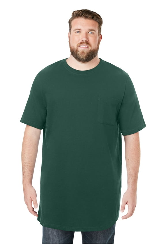 Men's Big & Tall Shrink-Less Lightweight Longer-Length Crewneck Pocket T-Shirt