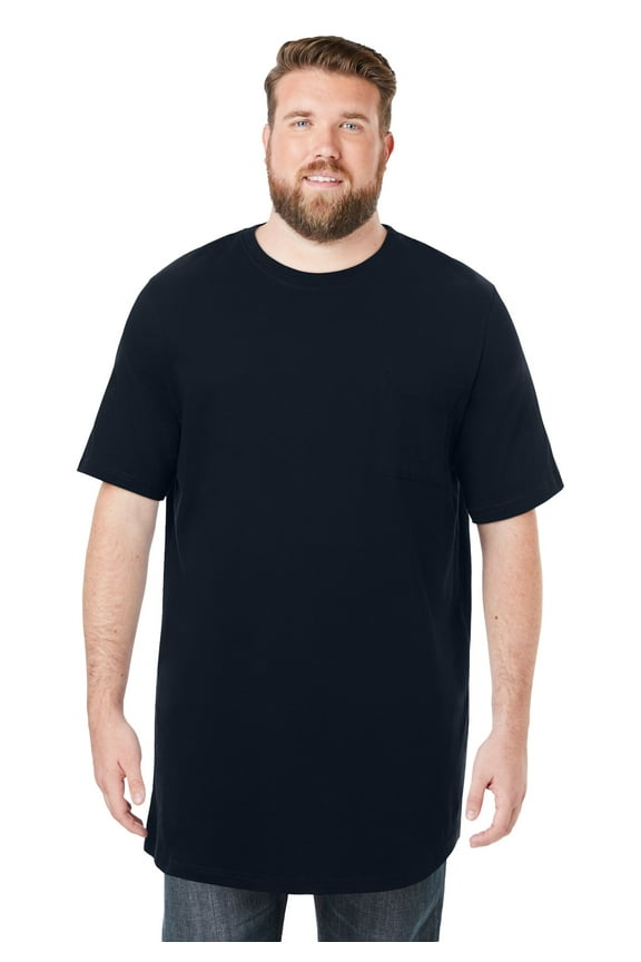 Men's Big & Tall Shrink-Less Lightweight Longer-Length Crewneck Pocket T-Shirt