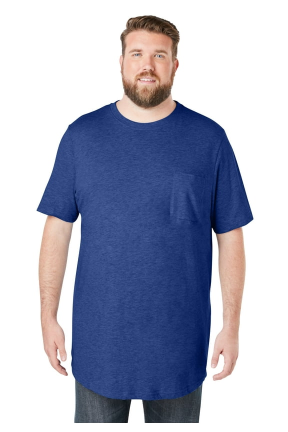 Men's Big & Tall Shrink-Less Lightweight Longer-Length Crewneck Pocket T-Shirt