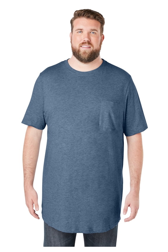 Men's Big & Tall Shrink-Less Lightweight Longer-Length Crewneck Pocket T-Shirt