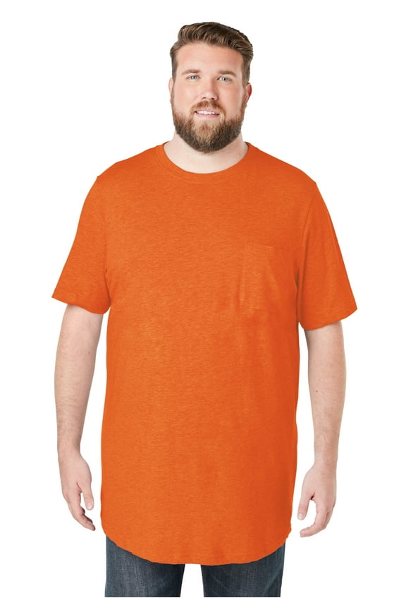 Men's Big & Tall Shrink-Less Lightweight Longer-Length Crewneck Pocket T-Shirt