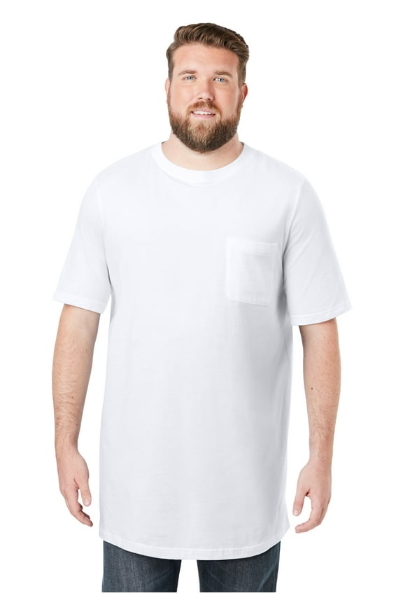 Men's Big & Tall Shrink-Less Lightweight Longer-Length Crewneck Pocket T-Shirt