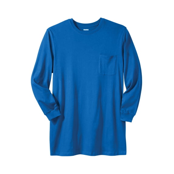 KingSize Men's Big & Tall Shrink-Less Lightweight Longer-Length Long-Sleeve Crewneck Pocket Tee
