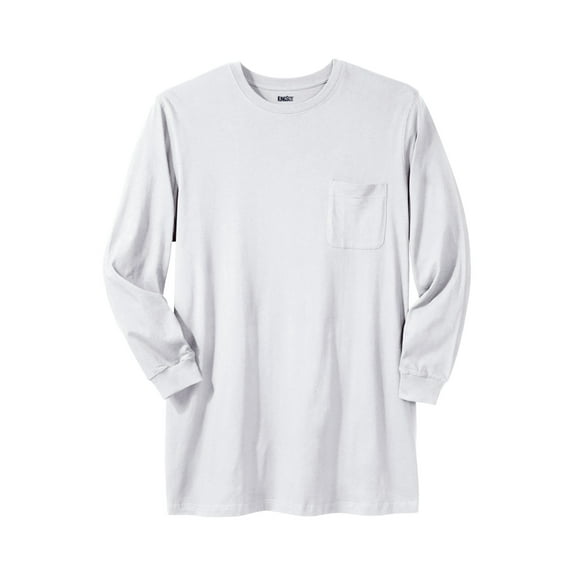 KingSize Men's Big & Tall Shrink-Less Lightweight Longer-Length Long-Sleeve Crewneck Pocket Tee