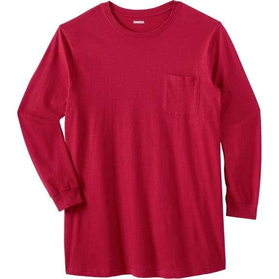 KingSize Men's Big & Tall Shrink-Less Lightweight Longer-Length Long-Sleeve Crewneck Pocket Tee