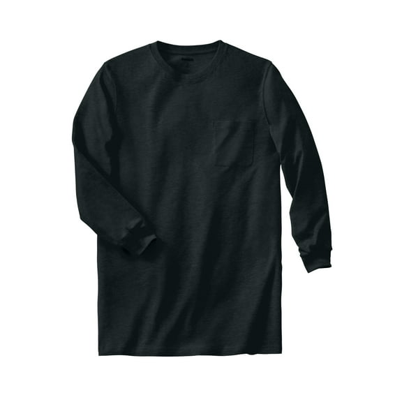 KingSize Men's Big & Tall Shrink-Less Lightweight Longer-Length Long-Sleeve Crewneck Pocket Tee