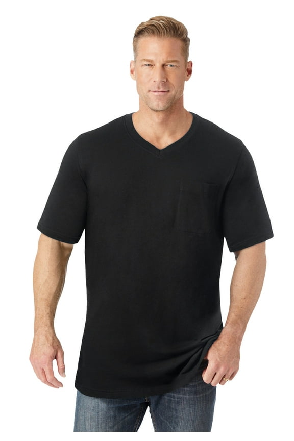 Men's Big & Tall Shrink-Less Lightweight Longer-Length V-Neck T-Shirt