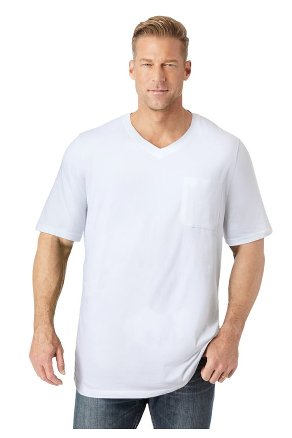 Men's Big & Tall Shrink-Less Lightweight Longer-Length V-Neck T-Shirt