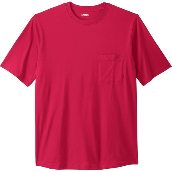 KingSize Men's Big & Tall Shrink-Less Lightweight Pocket Crewneck T-Shirt - 2XL, Red
