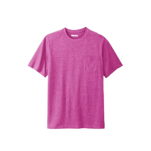 KingSize Men's Big & Tall Shrink-Less Lightweight Pocket Crewneck T-Shirt - 5XL, Heather Magenta