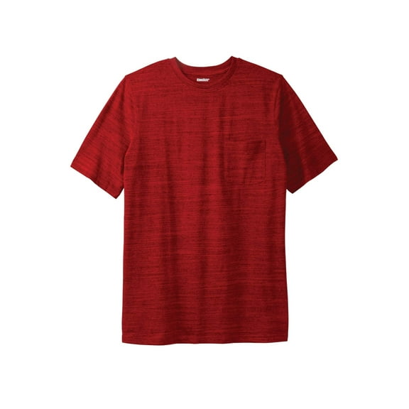 KingSize Men's Big & Tall Shrink-Less Lightweight Pocket Crewneck T-Shirt - L, Red Marl