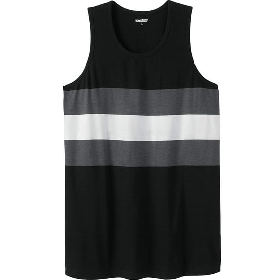 KingSize Men's Big & Tall Shrink-Less Lightweight Tank - 6XL, Black Stripe