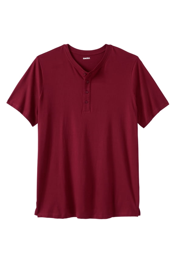 Men's Big & Tall Shrink-Less Longer Length Lightweight Henley T-Shirt