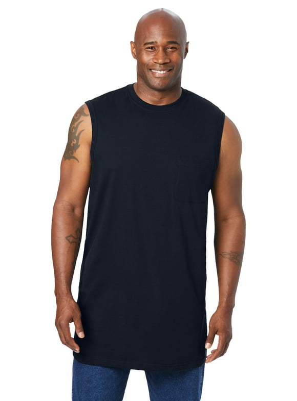 Men's Big & Tall Shrink-Less Longer-Length Lightweight Muscle Pocket Tee