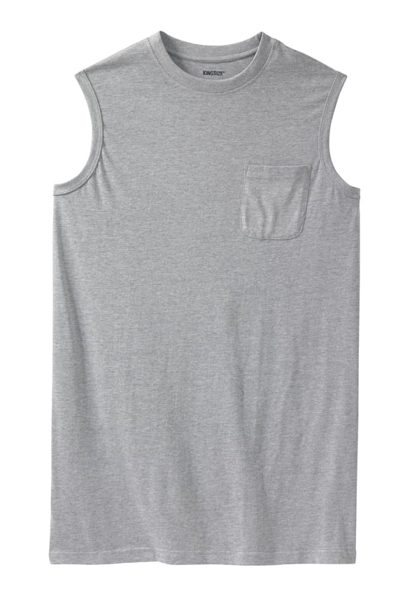 Men's Big & Tall Shrink-Less Longer-Length Lightweight Muscle Pocket Tee