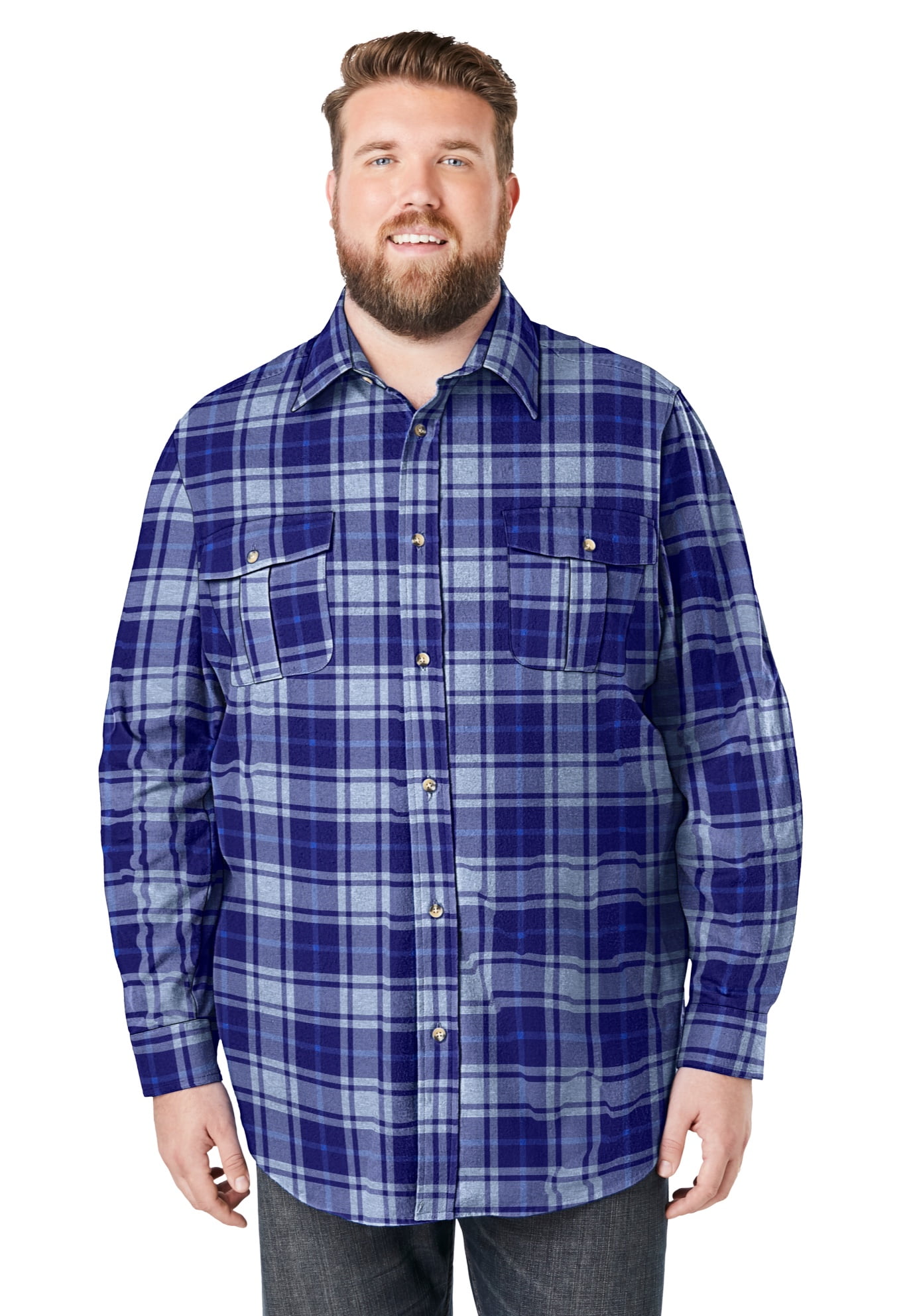 KingSize Men's Big & Tall Signature Plaid Flannel Shirt - Walmart.com