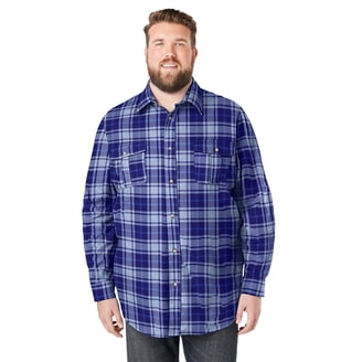 St. Johns Bay Mens Red Blue Plaid Long Sleeve Button-Down Flannel