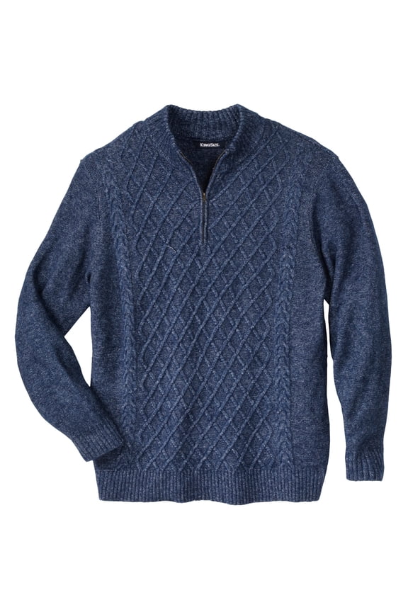 Men's Big & Tall Soft Cable Knit 1/4 Zip Sweater