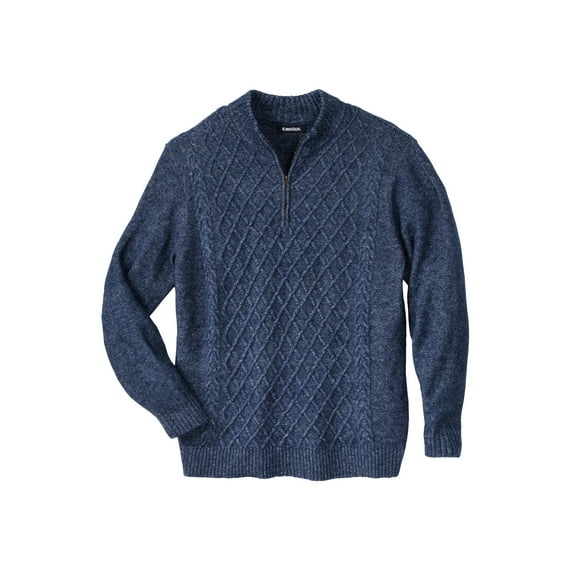 KingSize Men's Big & Tall Soft Cable Knit 1/4 Zip Sweater