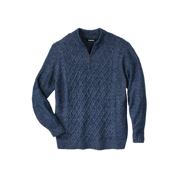 KingSize Men's Big & Tall Soft Cable Knit 1/4 Zip Sweater