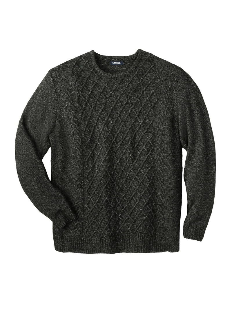 KingSize Men's Big Tall Soft Cable Knit Crewneck Sweater