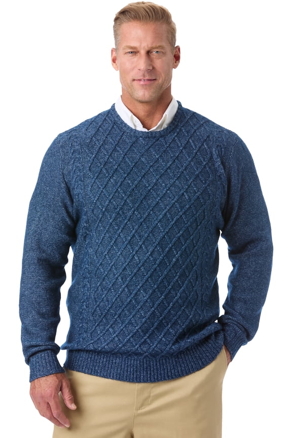 Men's Big & Tall Soft Cable Knit Crewneck Sweater