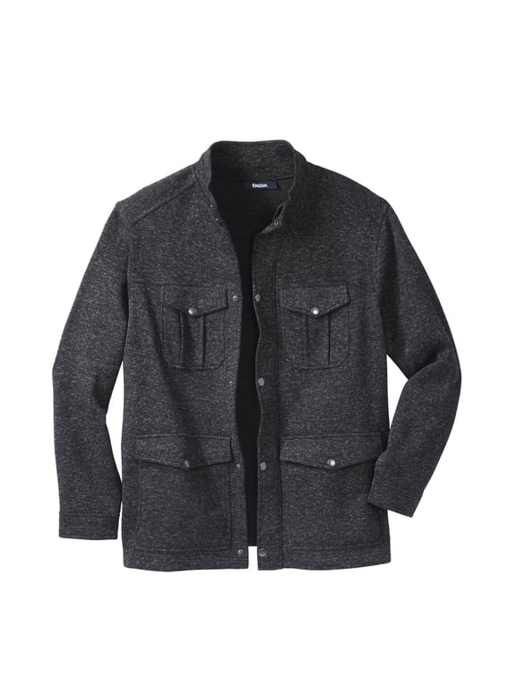 Men's Big & Tall Sweater Fleece Multi-Pocket Jacket