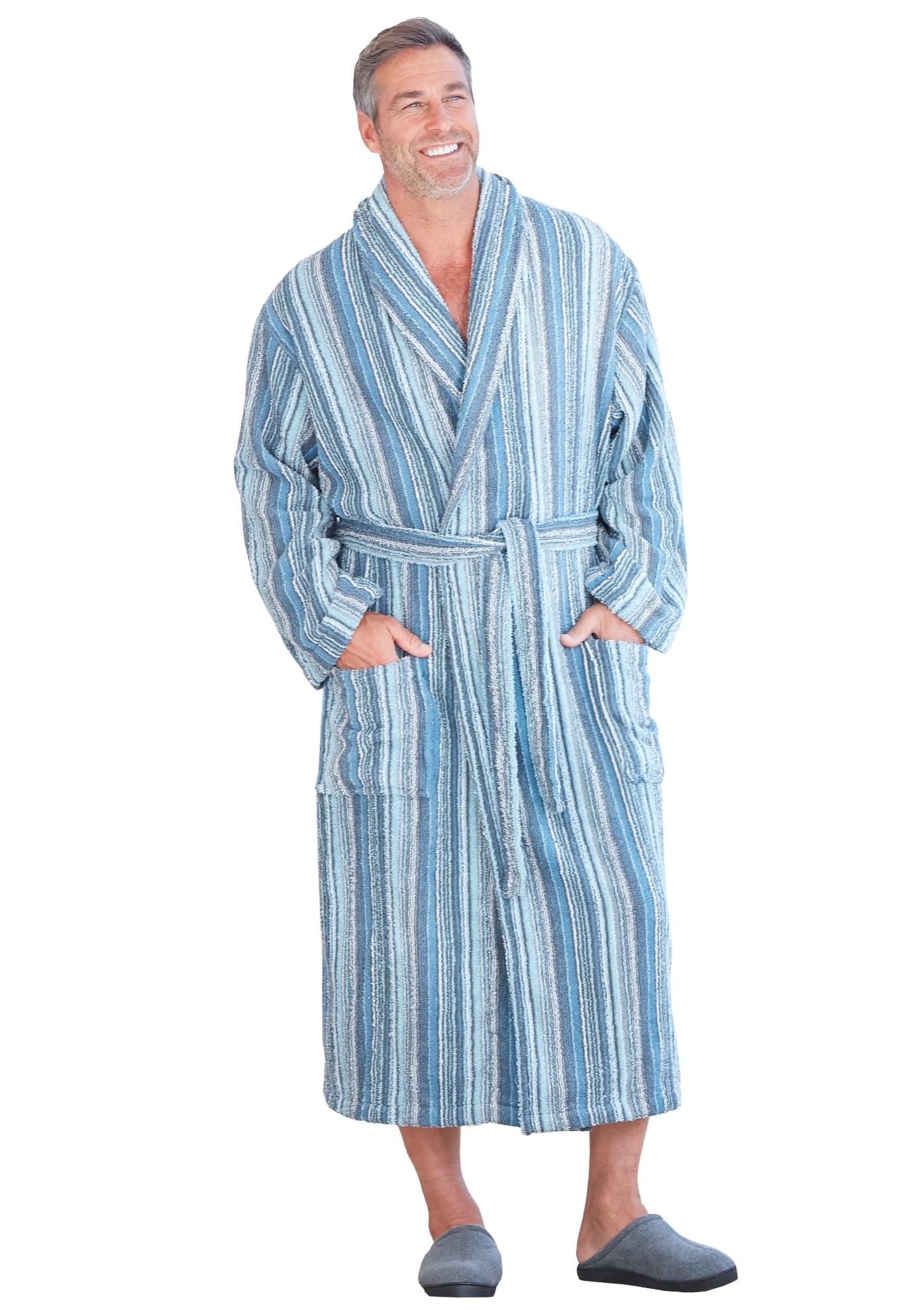 KingSize Men's Big & Tall Terry Bathrobe With Pockets 3XL/4XL, Slate