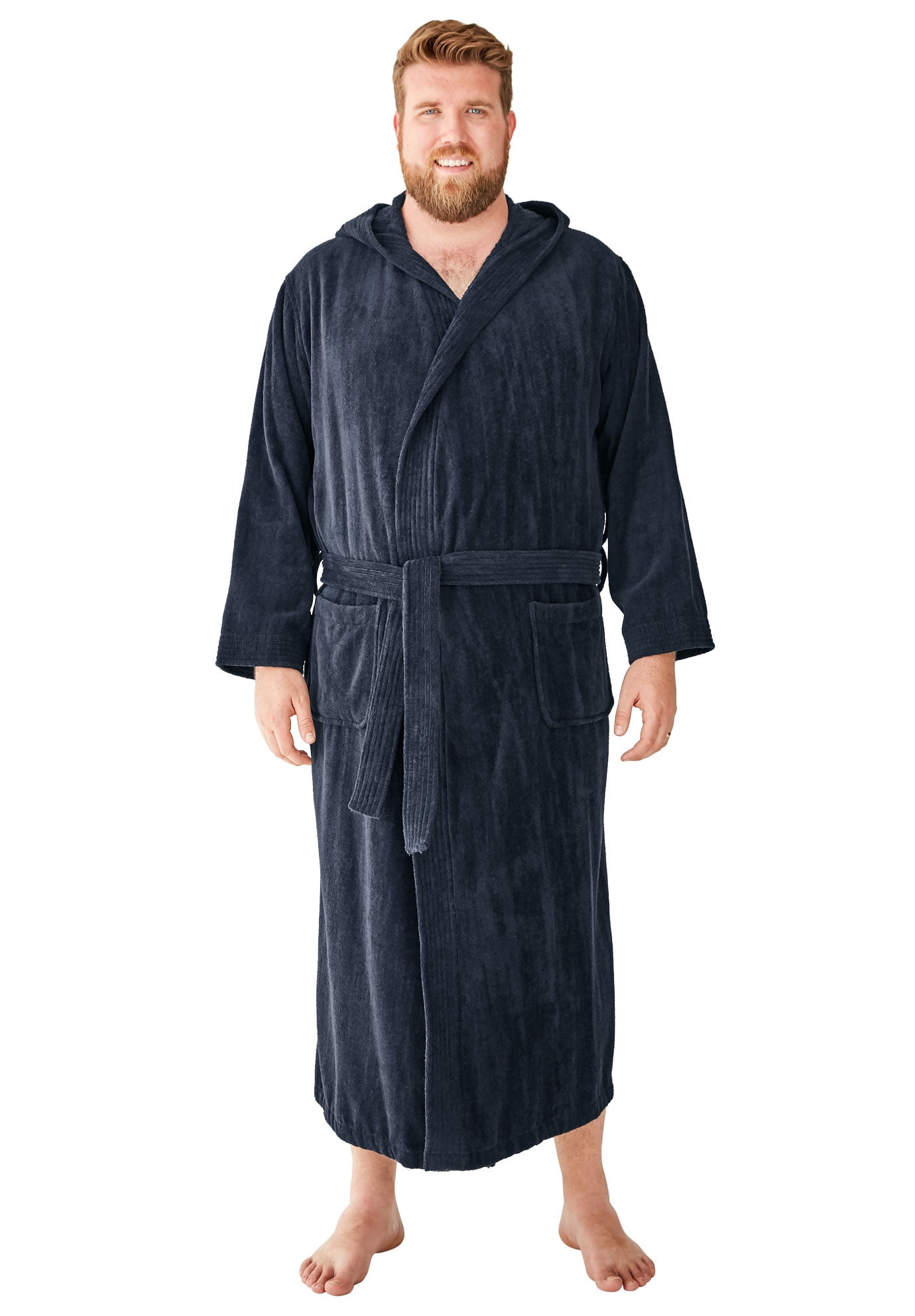 KingSize Men's Big & Tall Terry Velour Hooded Maxi Robe - 3XL/4XL ...