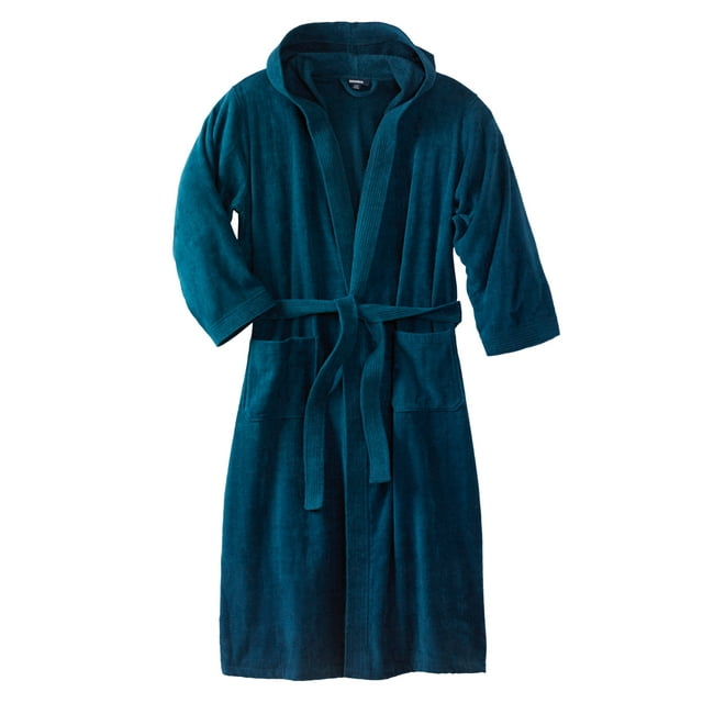 KingSize Men's Big & Tall Terry Velour Hooded Maxi Robe XL/2XL