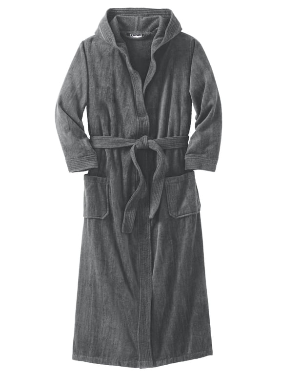 Men's Big & Tall Terry Velour Hooded Maxi Robe