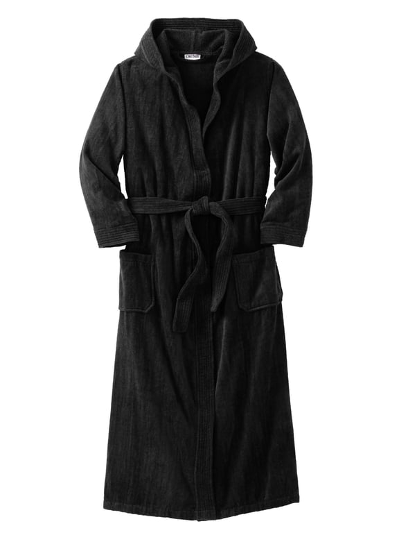 Men's Big & Tall Terry Velour Hooded Maxi Robe