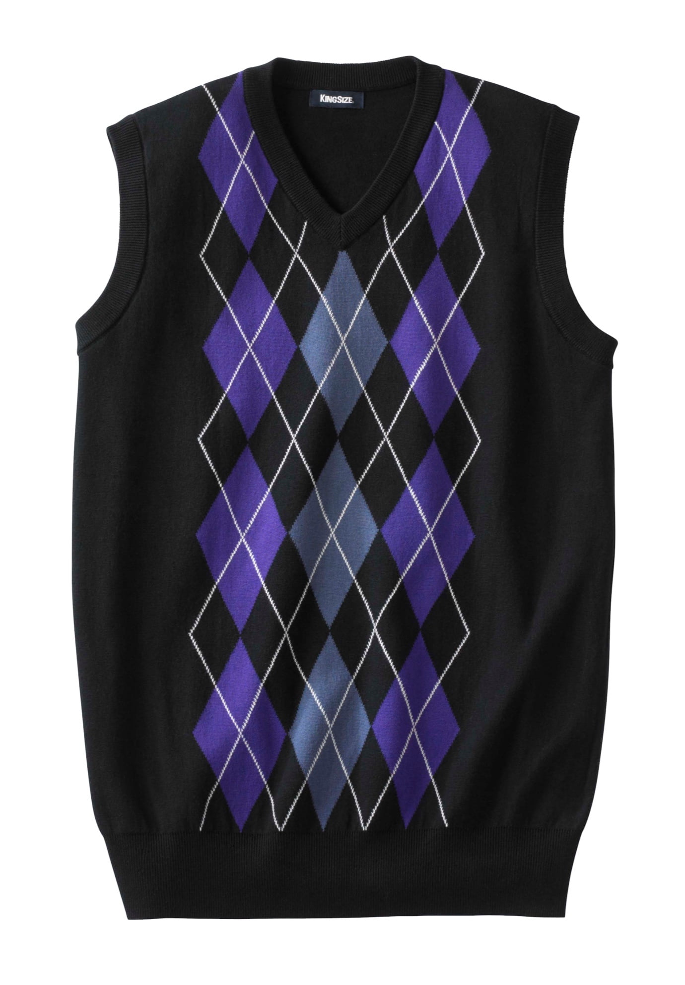 KingSize Men's Big Tall V-Neck Argyle Sweater Vest