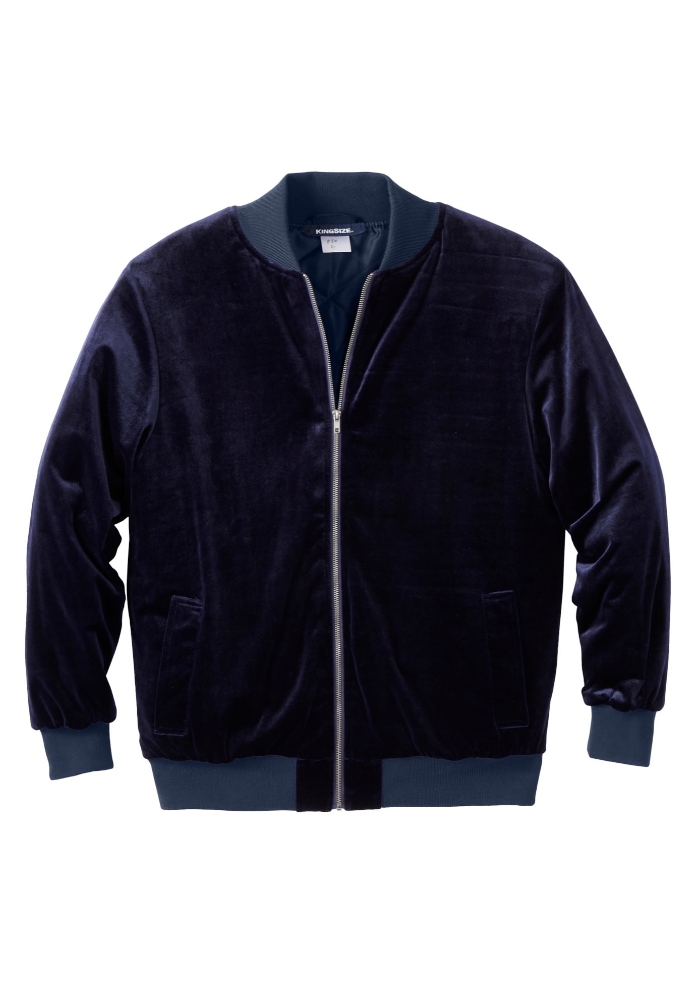 KingSize Men's Big & Tall Velour Full Zip Bomber Jacket
