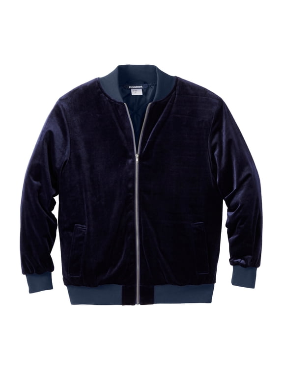 Men's Big & Tall Velour Full Zip Bomber Jacket