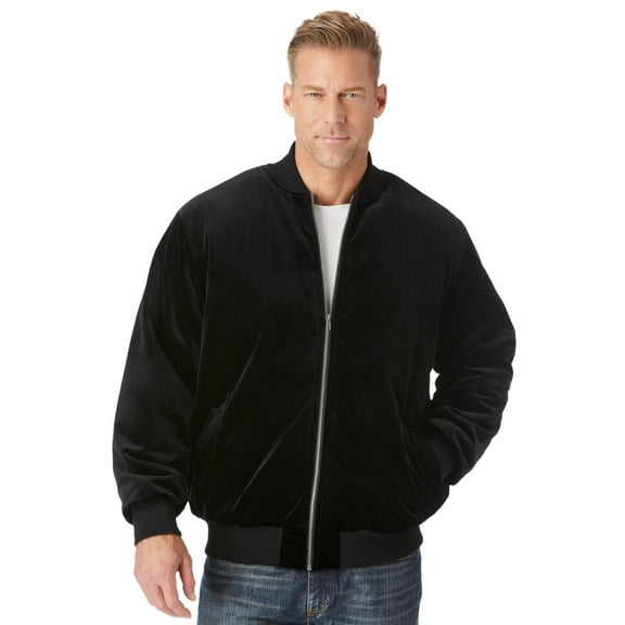 KingSize Men's Big & Tall Velour Full Zip Bomber Jacket