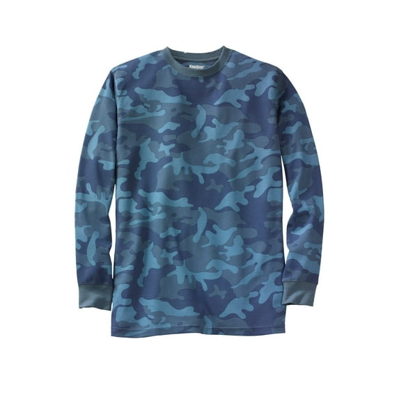 KingSize Men's Big & Tall Waffle-Knit Thermal Crewneck Tee - XL, Blue Camo