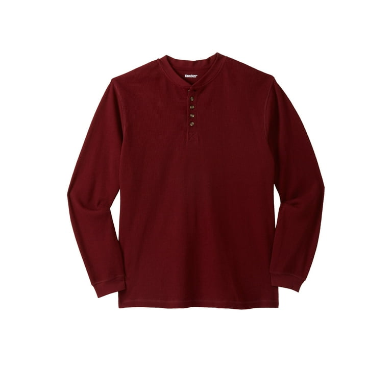 KingSize Men s Big Tall Waffle Knit Thermal Henley Tee Walmart