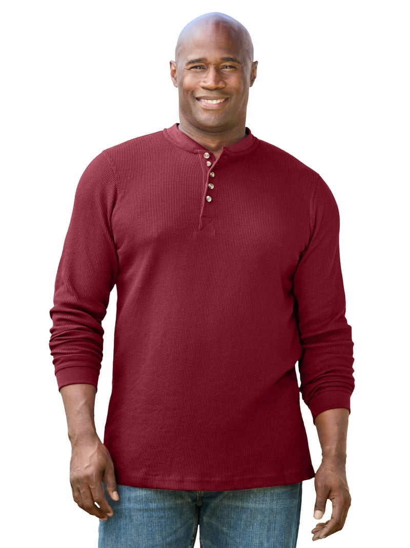 KingSize Men's Big and Tall Thermal Henley Tee, Waffle-Knit