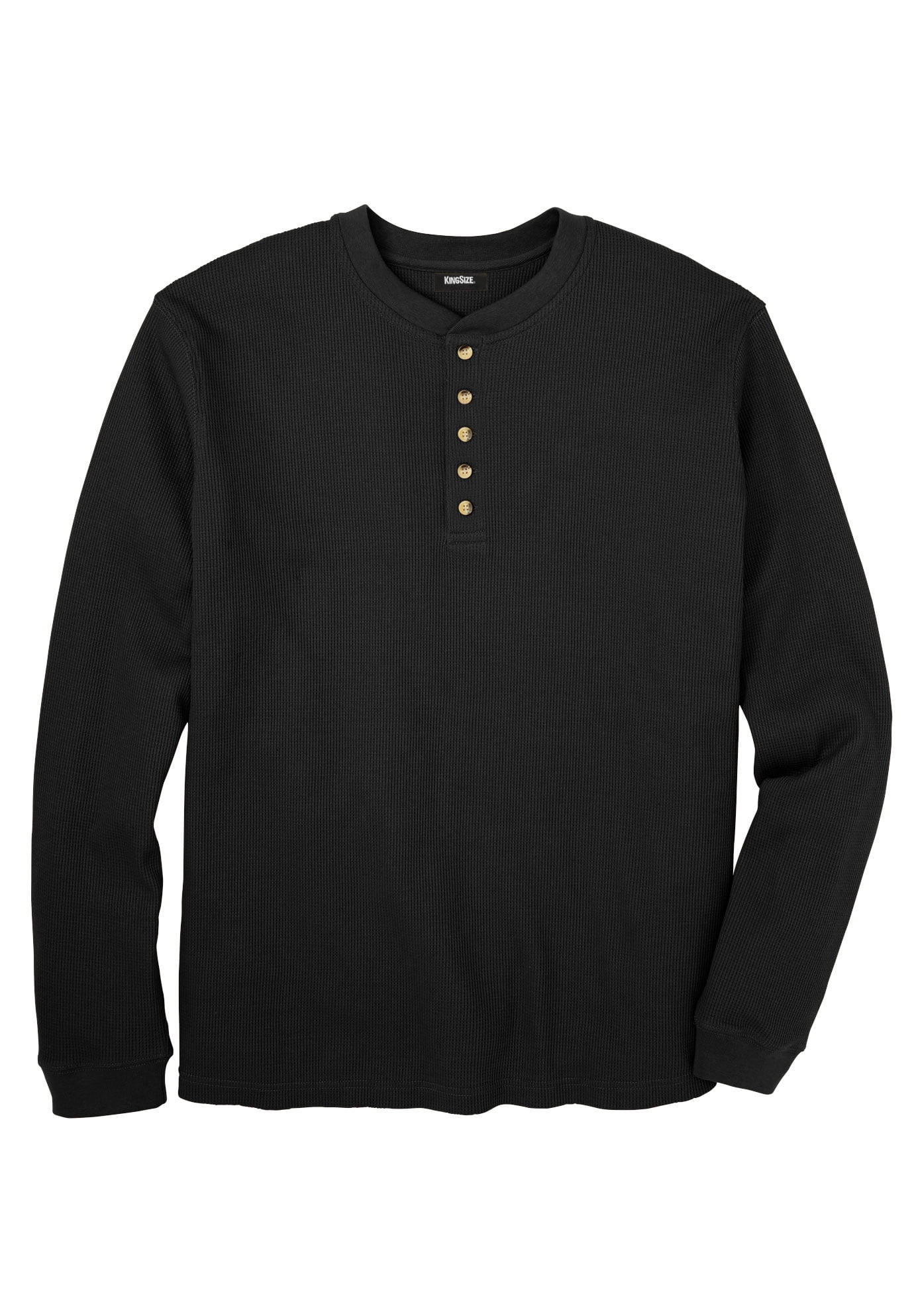 KingSize Men's Big & Tall Waffle-Knit Thermal Hoodie – Black XX-Large Relaxed Fit Hoodie With Kangaroo Pocket