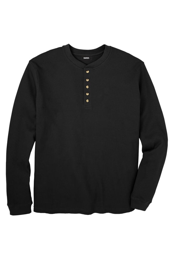 Men's Big & Tall Waffle-Knit Thermal Henley Tee