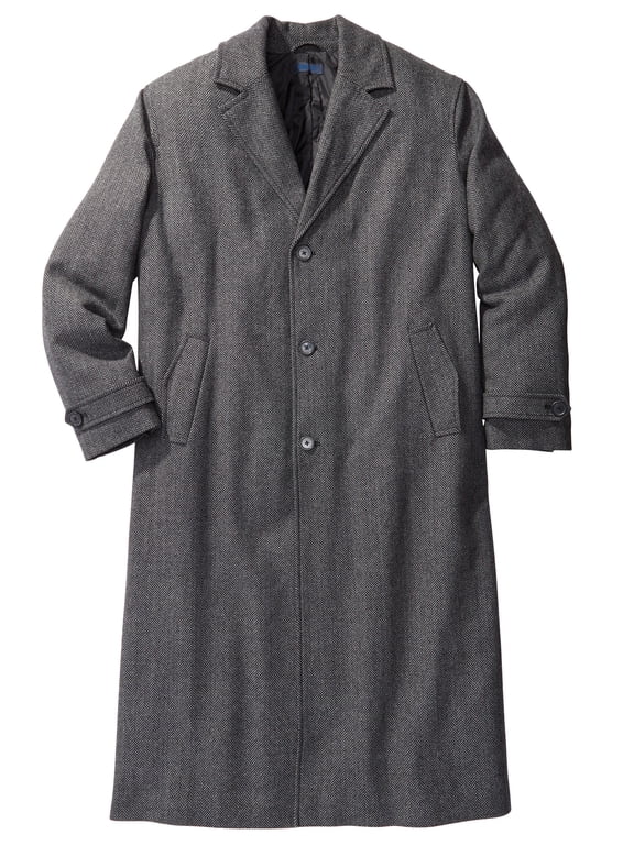 Men's Big & Tall Wool-Blend Long Overcoat