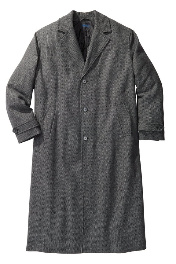 Men's Big & Tall Wool-Blend Long Overcoat