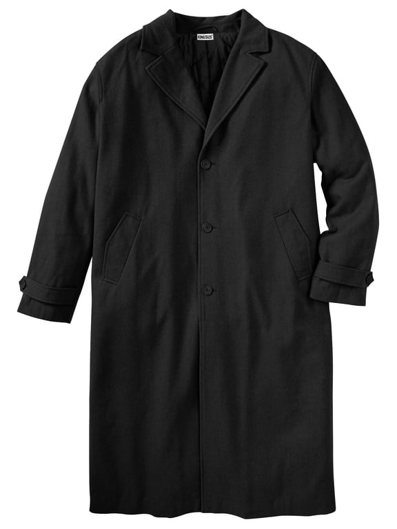 Men's Big & Tall Wool-Blend Long Overcoat